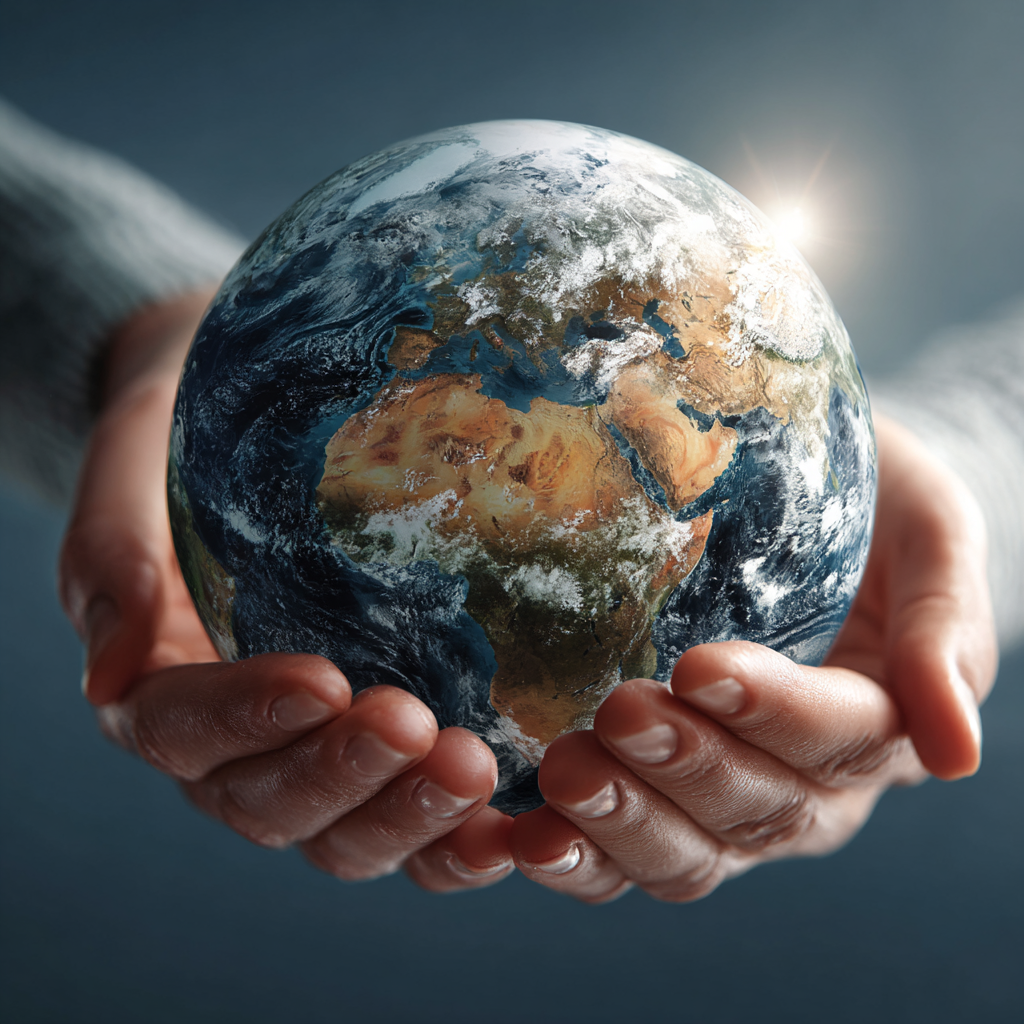 Hands holding a globe
