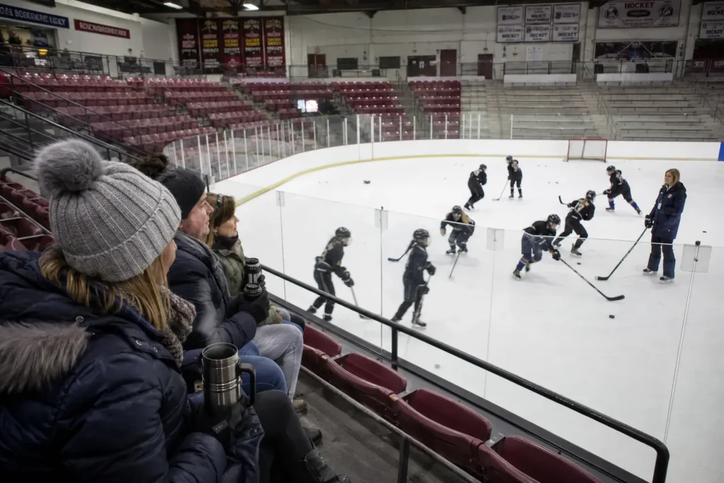 An early morning hockey practice.